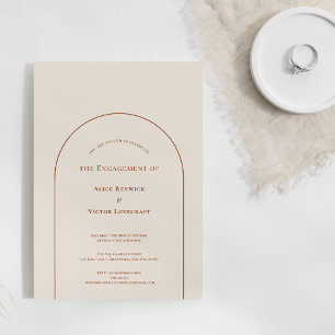 Simple Boho Arch Ivory Engagement Party Invitation