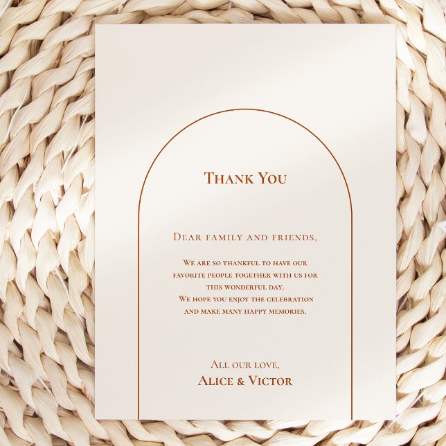 Simple Boho Arch Ivory Reception Thank You Card (Creator Uploaded)