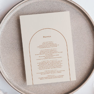 Simple Boho Arch Ivory Wedding Details Enclosure Card