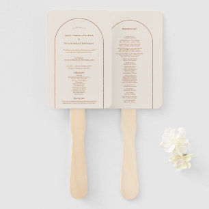 Simple Boho Arch Ivory Wedding Program Hand Fan