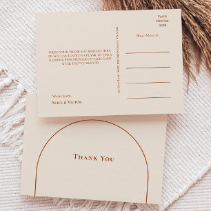 Simple Boho Arch Ivory Wedding Thank You Postcard