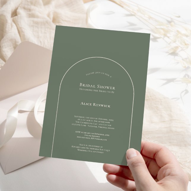 Simple Boho Arch Sage Green Bridal Shower Invitation (Creator Uploaded)
