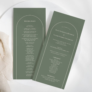 Simple Boho Arch Sage Green Wedding Flat Program