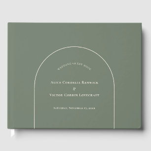 Simple Boho Arch Sage Green Wedding Guest Book
