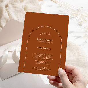 Simple Boho Arch Terracotta Bridal Shower Invitation