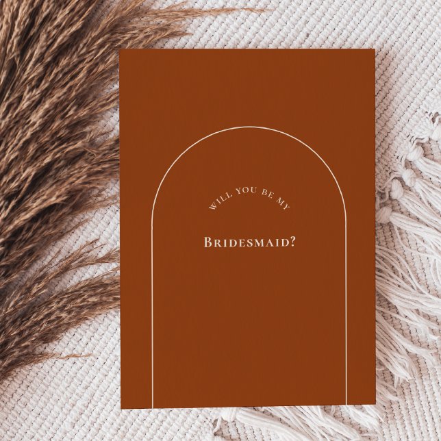 Simple Boho Arch Terracotta Bridesmaid Proposal Invitation (Creator Uploaded)