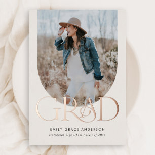 Simple Boho Arch Trendy Three Photo Graduation