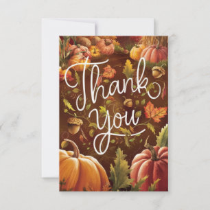 Simple Boho Autumn Fall Thank You Card
