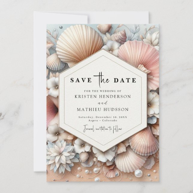 Simple Boho Beach Wedding Save The Date (Front)