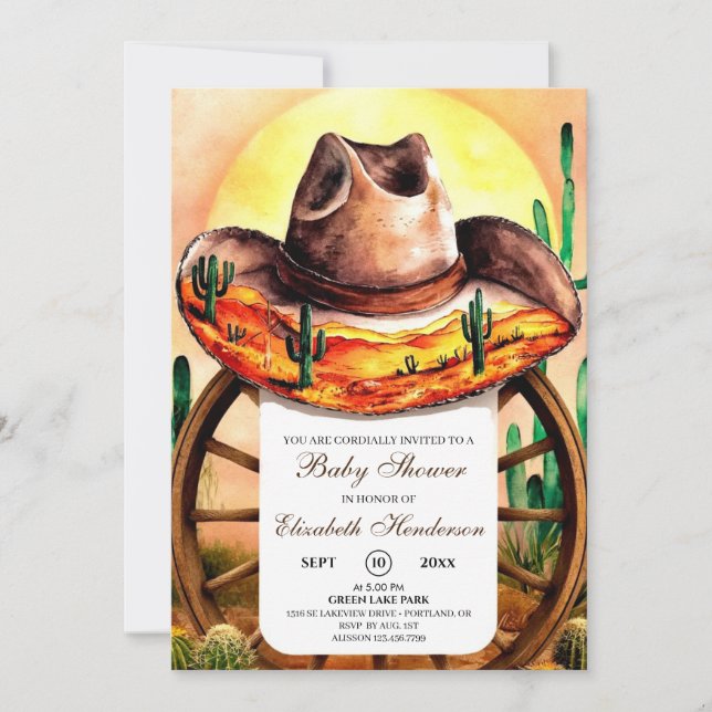 Simple Boho Boot Cowboy Baby Shower Invitation (Front)