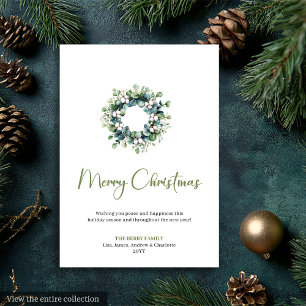 Simple Boho Botanical Rustic Xmas Greeting Card