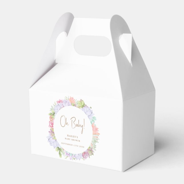 Simple Boho Cactus Desert Oh Baby Shower  Favor Box (Front Side)