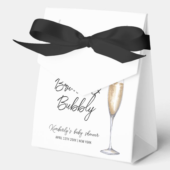 Simple Boho Champagne Brunch Bubbly Baby Shower  Favor Box (Front)