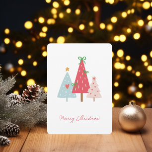 Simple Boho Christmas Trees Business Logo Holiday Card