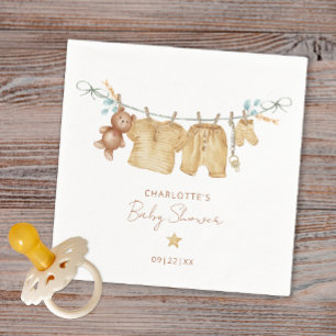 Simple Boho Clothesline Baby Shower Napkins