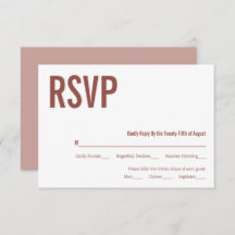 Simple Boho Dusty Rose Typographie Mariage RSVP