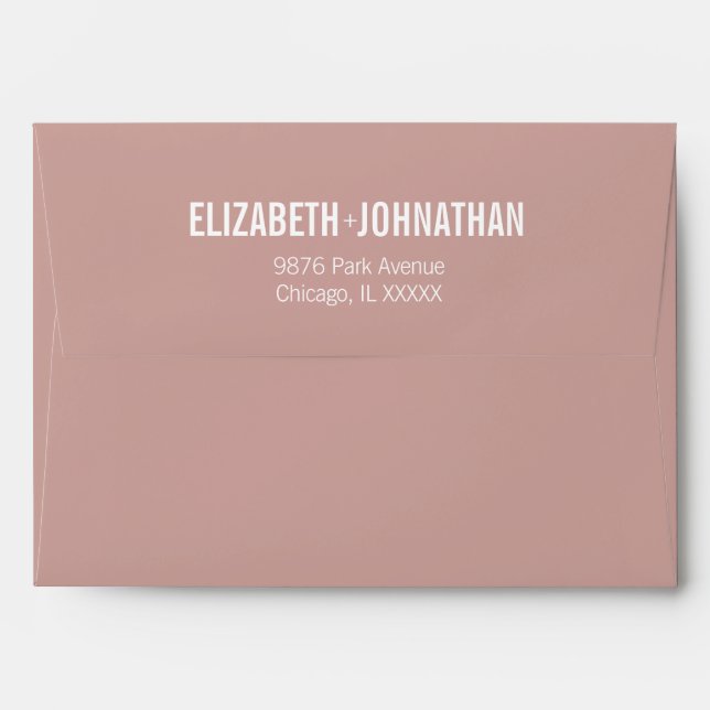 Simple Boho Dusty Rose Typography 5x7 Invitation Envelope (Back (Top Flap))