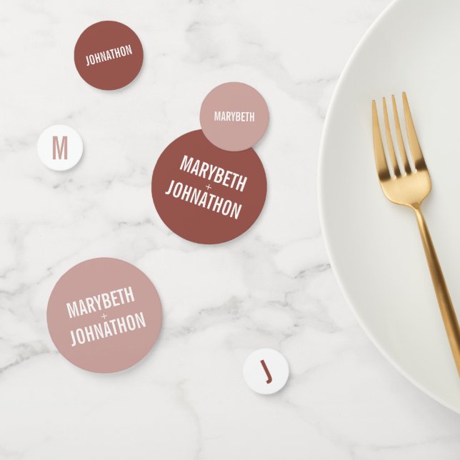 Simple Boho Dusty Rose Typography Wedding Confetti (Group)
