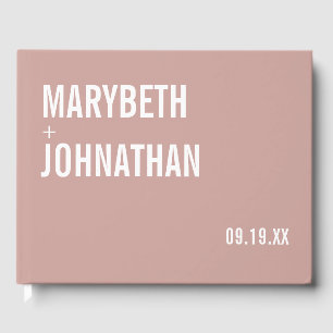 Simple Boho Dusty Rose Typography Wedding Guest Book