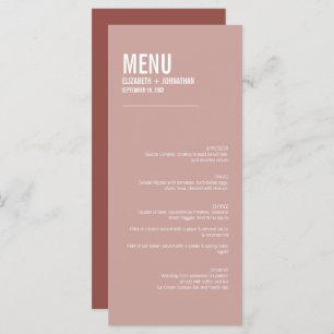 Simple Boho Dusty Rose Typography Wedding Menu