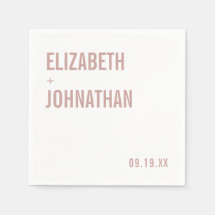 Simple Boho Dusty Rose Typography Wedding Napkin