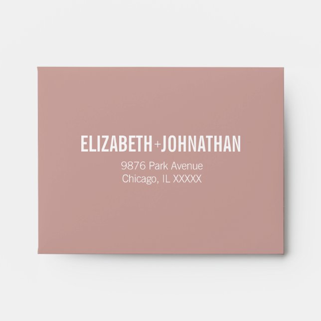 Simple Boho Dusty Rose Typography Wedding RSVP Envelope (Front)