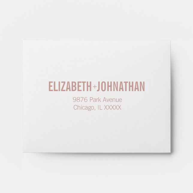 Simple Boho Dusty Rose Typography Wedding RSVP Envelope (Front)