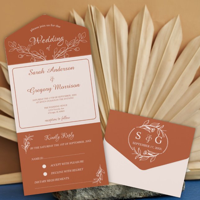 Simple Boho Floral All in One Wedding Invite (Creator Uploaded)