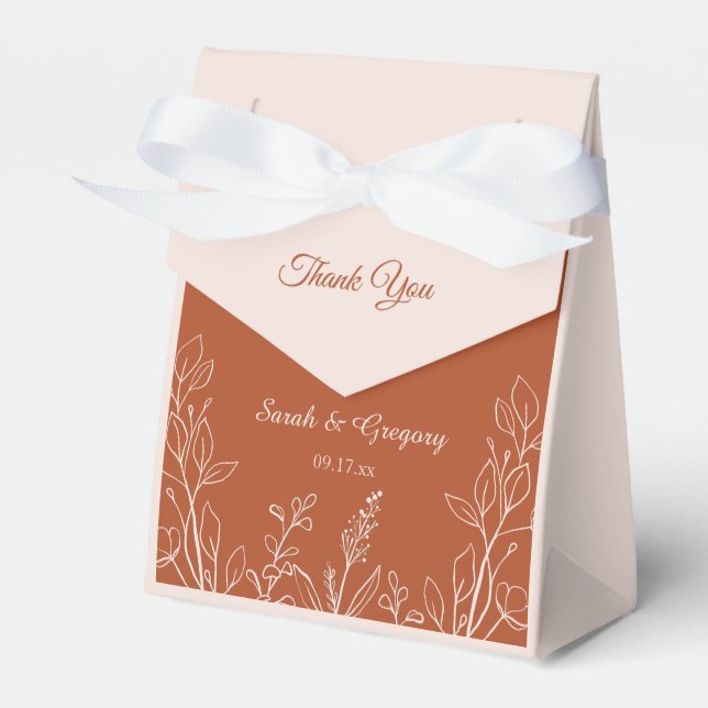  Simple Boho Floral Terracotta Favor Box (Front Side)