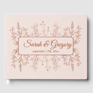 Simple Boho Floral Terracotta Wedding Guest Book