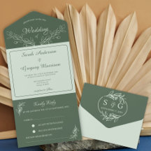 Simple Boho Floral tout en un mariage Invitation