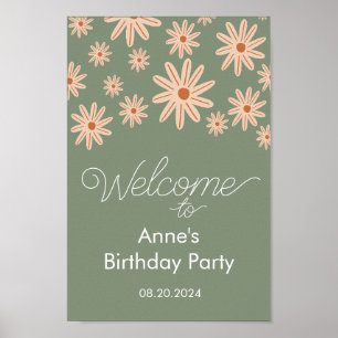 Simple Boho Flowers All Ages Birthday Poster