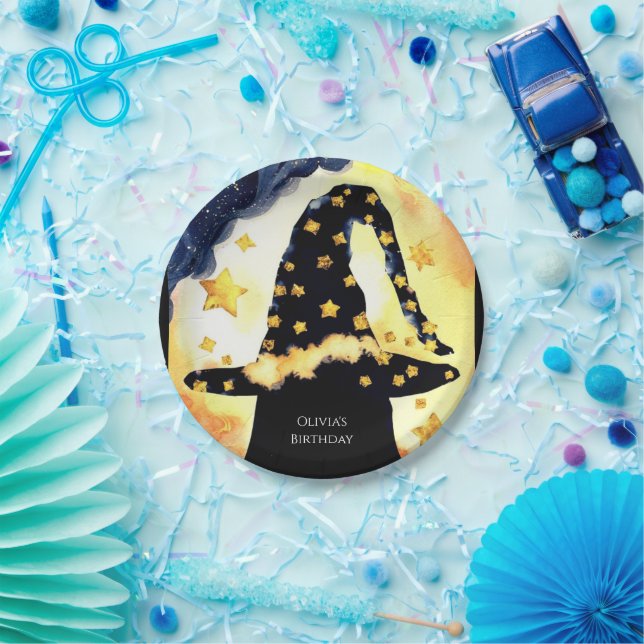 Simple Boho Fun Wizard Birthday Paper Plate (Party)