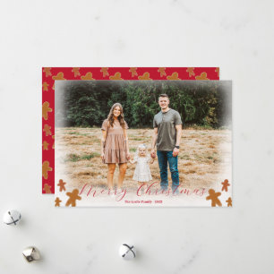 Simple Boho Gingerbread Man Christmas Holiday Card