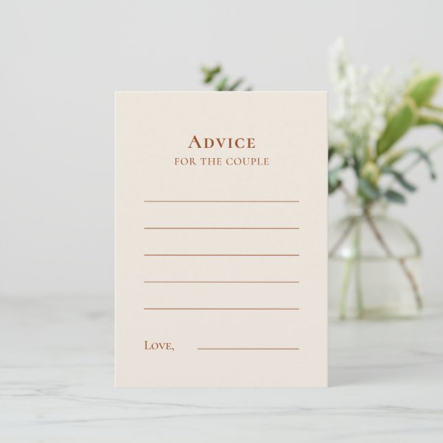 Simple Boho Ivory Wedding Advice Card (Standing Front)
