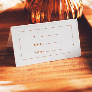 Simple Boho Ivory Wedding Entree Choice Folded Place Card