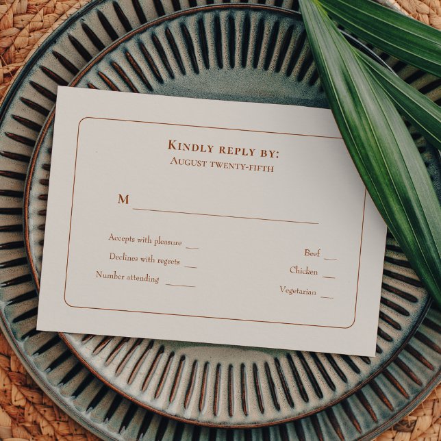 Simple Boho Ivory Wedding Menu Choice RSVP (Creator Uploaded)