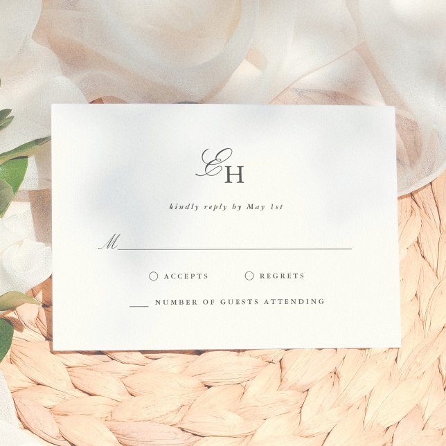 Simple Boho Minimalist Monogram Wedding RSVP Card (Creator Uploaded)