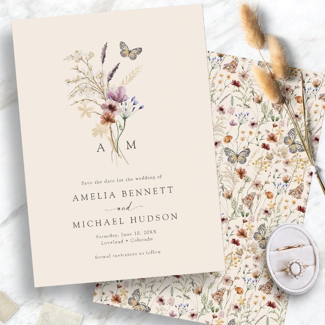 Simple Boho Monogrammed Save The Date (Simple Boho Monogrammed Save The Date
)