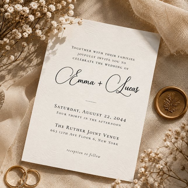 Simple Boho Photo Wedding Invite | Elegant Script (Creator Uploaded)