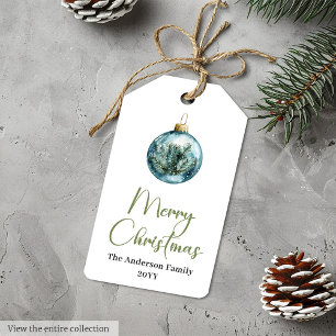 Simple Boho Pine Wreath Christmas Party Gift Tag