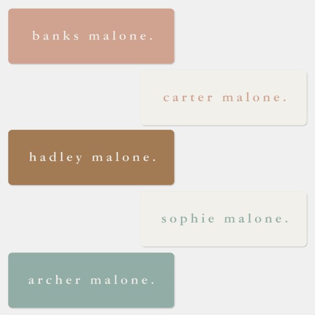 Simple Boho Rainbow Waterproof Nom Étiquettes (Groupe)