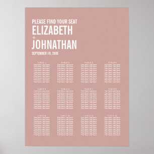 Simple Boho Rose Typography Wedding Seating Chart