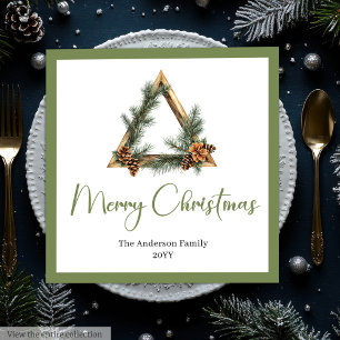 Simple Boho Rustic Christmas Wreath Napkins