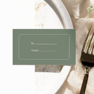 Simple Boho Sage Green Wedding Flat Place Card