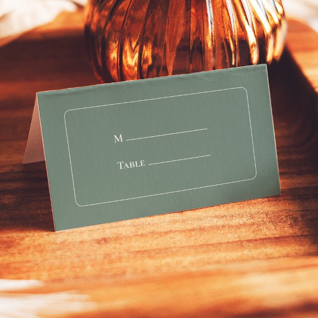 Simple Boho Sage Green Wedding Folded Place Card (Creator Uploaded)