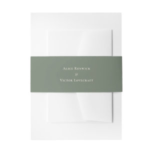 Simple Boho Sage Green Wedding Invitation Belly Band