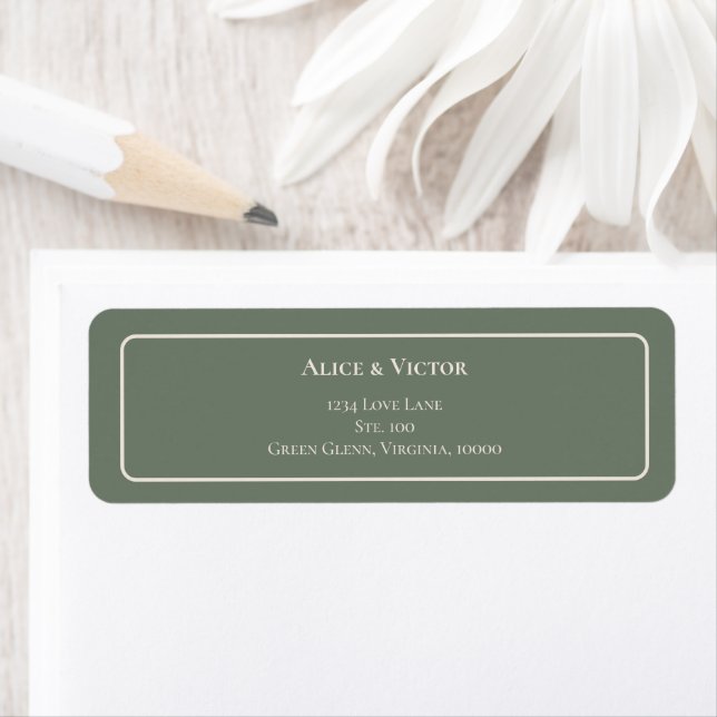 Simple Boho Sage Green Wedding Return Address (Insitu)