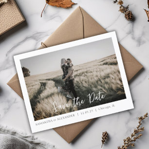 Simple Boho Save Our Date Photo Postcard
