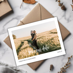 Simple Boho Save Our Date Photo Postcard